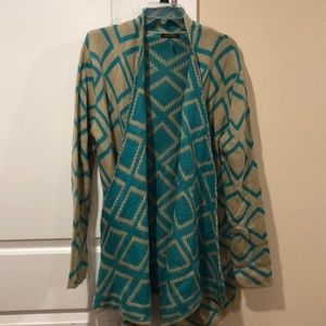 Blue and tan geometric sweater